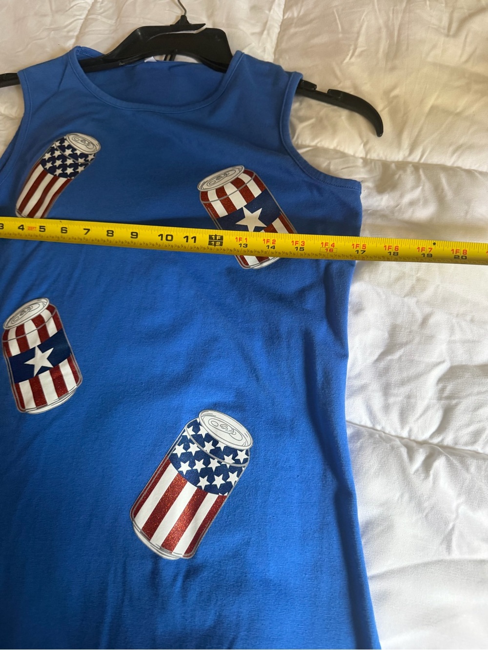 Blue Sleeveless  patriotic Mini Dress with Flag Can Print - Picture 3 of 5